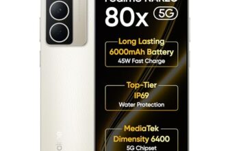 Realme Narzo 80X 5G (Sunlit Gold,8Gb+128Gb) | | Dimensity 6400 5G Chipset | 6000Mah Long-Lasting Battery | 45W Fast Charge | 120Hz Eye Comfort Display | Ip69 Top-Tier Waterproof
